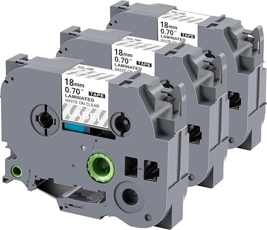 Weemay 3 Pack TZe 145 18mm White on Clear Laminated Label Tape Compatible with Brother Label Maker Tape TZe-145 TZe 145 TZ-145 TZ145 for PTD400AD PTD610BT PTD600 PTD410 Printer, 0.7" x 26.2'