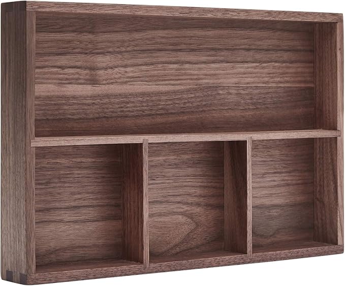 pandapark Wood Organizer Tray,Black Walnut,Desk & Drawer Storage Box (Walnut Master)