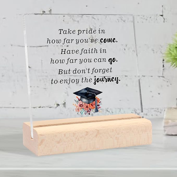 Graduation Gifts for Her Him, Cool Graduation Gifts Congratulations Gift Clear Desk Decorative Sign, Inspirational Gifts for Women Masters Degree College High School Graduation Gifts for Her Him