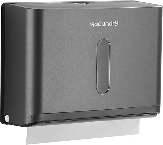 Paper Towel Dispensers Wall Mount: Adhesive Paper Towel Holder for Z Fold, No Drilling Install, Compact Hand Towel Dispenser for Home Bathroom, Restroom, Office, Grey