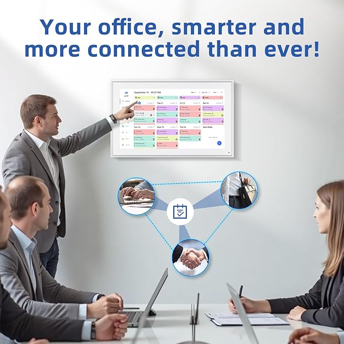 21.5 Inch Digital Calendar, Electronic Chore Chart, Smart Weekly and Monthly Planner 1920 * 1080P IPS Touchscreen Wall and Desk Calendar for Family Schedules, White