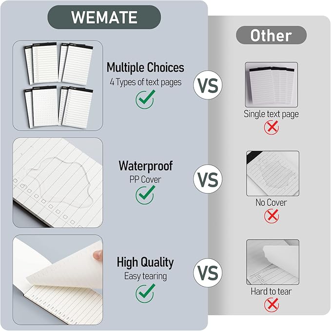 WEMATE Fathers Day 8Pcs Note Pads, Legal Pads 3.5 x 5, Time Schedule, Lined Notepad, To Do List, and Dotted Notepad, Paper Pads,Notebook Paper Writing Pads for School Office (8 Pack of 30)