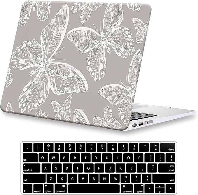 KEROM Compatible with MacBook Air 13 inch Case 2021 2020 2019 2018 Release M1 A2337 A2179 A1932, Protective Plastic Hard Shell Case & Keyboard Cover, Has Logo Cutout, Butterfly