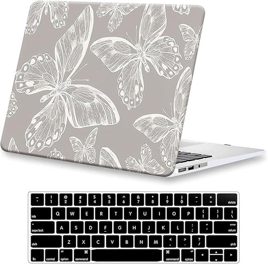 KEROM Compatible with MacBook Air 13 inch Case 2021 2020 2019 2018 Release M1 A2337 A2179 A1932, Protective Plastic Hard Shell Case & Keyboard Cover, Has Logo Cutout, Butterfly
