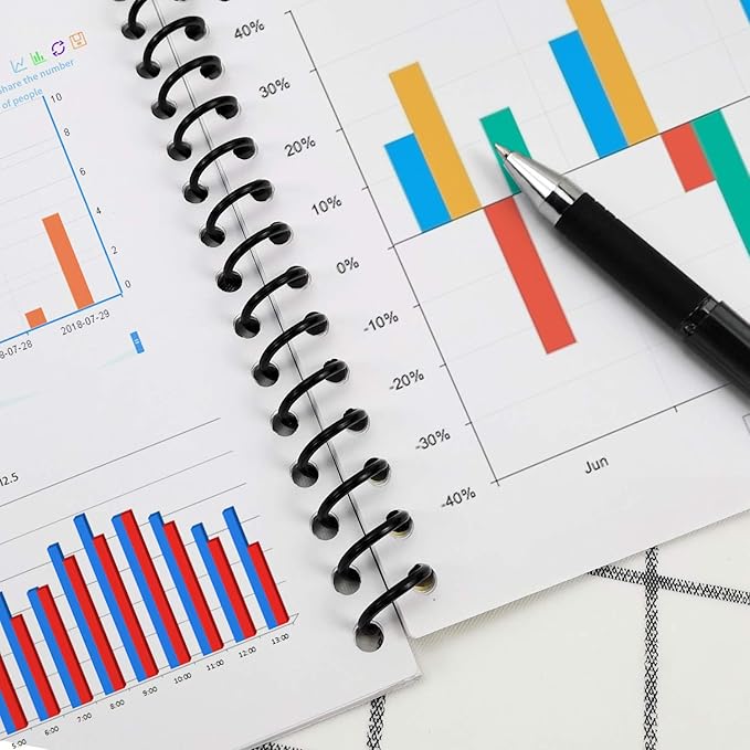 Rayson 15.9mm Plastic Spiral Coil Binding 3:1 Pitch, 5/8inch, 140 Sheets Capacity Black Coil Binding Spines - Versatile for Office and Educational Tasks, Pack of 100