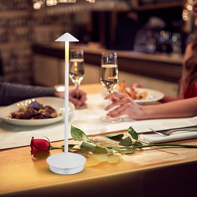 Cordless Table Lamp 2 Pack, Portable Led Desk Lamp 6000mAh Battery Operated Table Lamp, Mordern Rechargeable Night Light in Aluminum, Dimmable Table Light for Indoor Outdoor