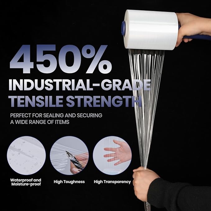 ADHES Mini Hand Stretch Wrap Film, 5 Inch x 1000 Feet 80 Gauge Industrial Strength Stretch Film, Shrink Wrap Roll for Packing, Pallet, Furniture Wrapping Moving & Protection
