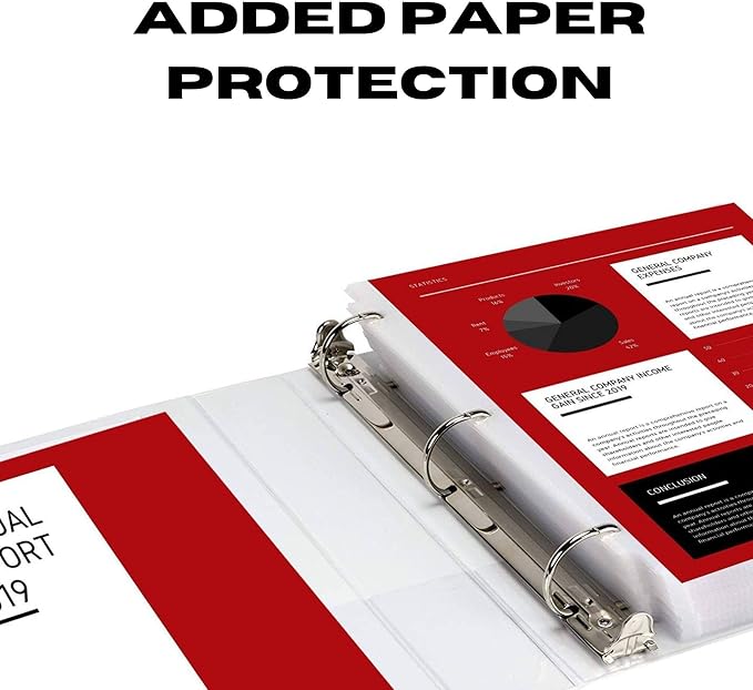 3 Ring Binder, 3" Angle D Ring Heavy Duty Binder with Pockets for 8.5" x 11" Sheet Size, Durable Non-Stick Customizable Clear View Cover (White)