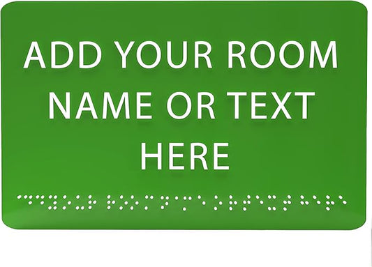 9" X6" Personalized Custom Sign - ADA Compliant Tactile Graphics Grade 2 Braille Text Acrylic Wall Signs - Add Your Room Name Text Sign for Home School Office Business Workplace