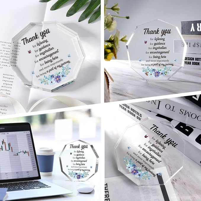 Teacher Inspirational Thank You Gifts for Women Men Boss Colleague Friends Office Staff Gift for Coworker Leaving Job Goodbye Farewell Appreciation Gifts Acrylic Decorative Signs Plaques