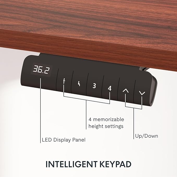 FLEXISPOT E6 Essential 3 Stages Dual Motor Electric Standing Desk 48x30 Inch Whole-Piece Board Height Adjustable Electric Sit Stand Desk(Black Frame + Mahogany Desktop, 2 Packages)