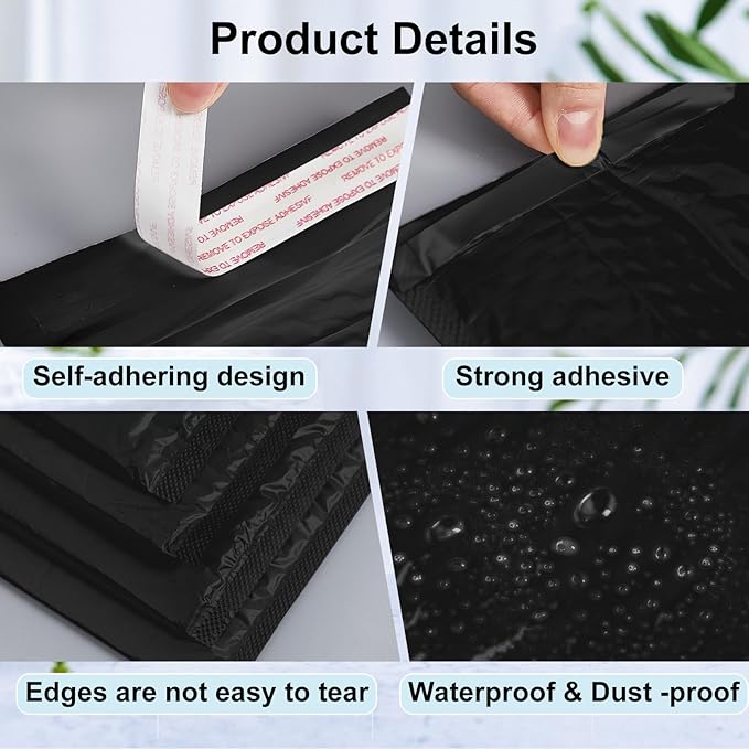 Henoyso 30 Pcs Extra Large Bubble Mailers 14 x 19 Inches Resealable Padded Envelopes Waterproof Shipping Bags Poly Padded Mailers Bulk for Mailing Packaging Small Business(Black)