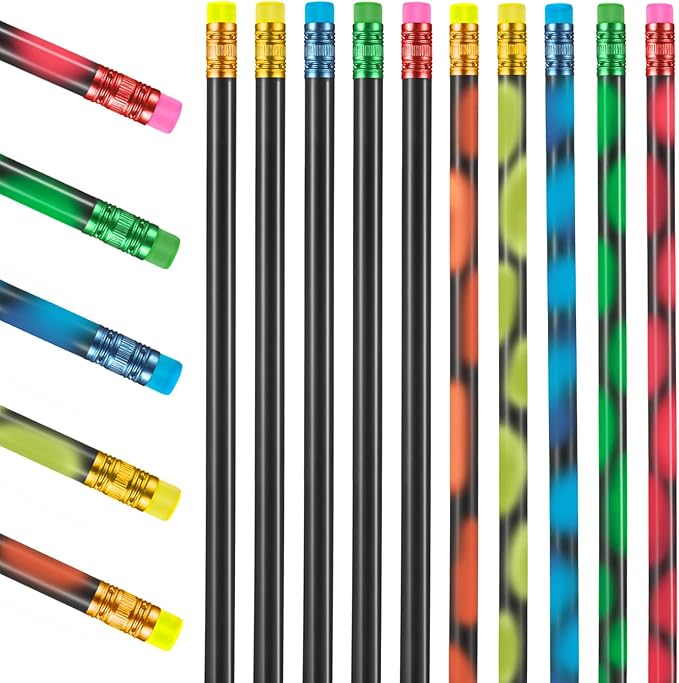 Outus 15 Pieces Color Changing Mood Pencil Bulk with Eraser 2B Wooden Heat Activated Fun Pencils Assorted Colors Thermochromic Pens Gifts for Prizes Birthday Gift Party Favors