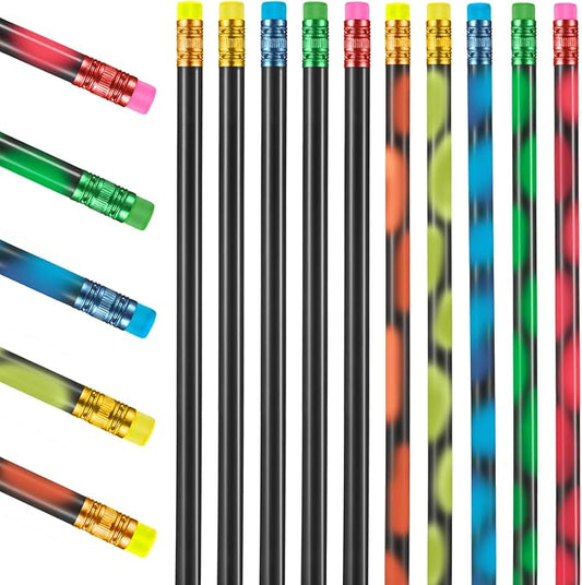 Outus 15 Pieces Color Changing Mood Pencil Bulk with Eraser 2B Wooden Heat Activated Fun Pencils Assorted Colors Thermochromic Pens Gifts for Prizes Birthday Gift Party Favors