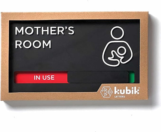 Kubik Letters Premium Mothers Room Sign with Slider for Dual Messages Room Status (AVAILABLE or IN USE)