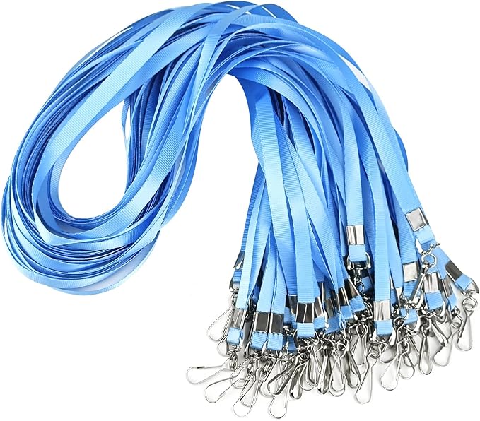 Bulk Lanyards Lanyards for ID Badges,Lanyards with Swivel Hook Clips for Name Tag Lanyard ID Holder (Light Blue, 100 packs)