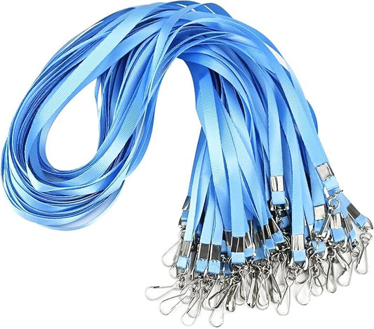 Bulk Lanyards Lanyards for ID Badges,Lanyards with Swivel Hook Clips for Name Tag Lanyard ID Holder (Light Blue, 100 packs)