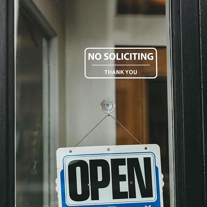 No Soliciting Sign for House Business Sign 3x7 Inch for Front Door Window Sticker Home Office Waterproof UV Proof Vinyl Transparent Decal 5 Pack