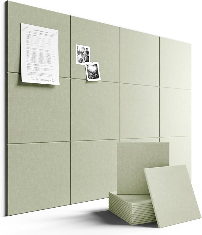 Large Felt Bulletin Board 48" x 36" Cork Board Alternative-12 Pack with 70 Safe Removable Adhesive Tabs, Cork Boards for Walls Cork Board for Home Office Classroom Pin Board - Sage
