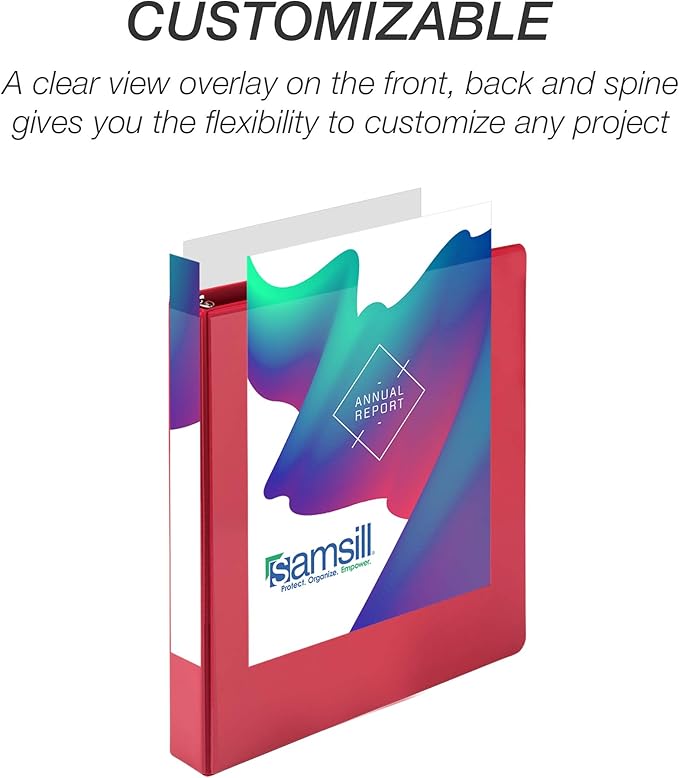 Samsill Durable 1 inch 3 Ring Binder, Made in USA, D Ring Binder, FSC 100% Recycled Chipboard, Red, 12 Pack