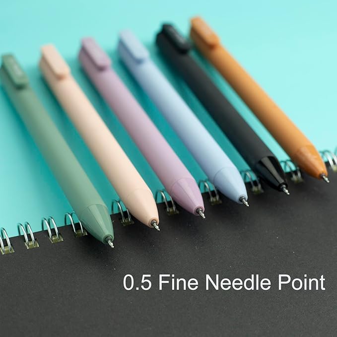 ldcrea Gel Pens 0.5 Fine Tip, Black Ink, Silky Grip, 6 Pack