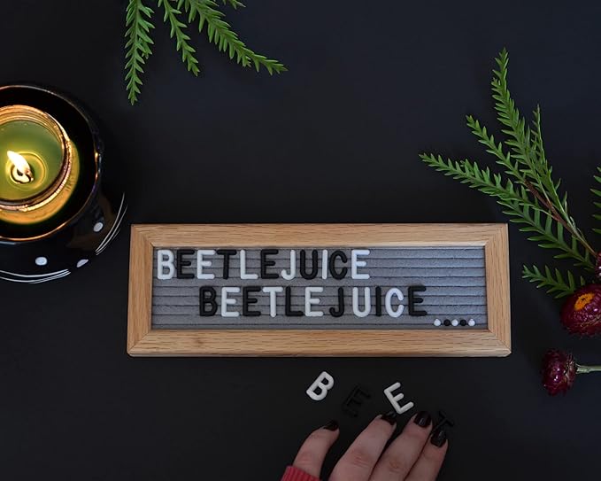 Felt Like Sharing Small Letter Board (Gray Felt - 10”x3.5”) – Changeable Message Board with 3 Sets of Felt Board Letters – Statement Wall Sign for Quotes, Home or Holiday Decor In Oak Frame