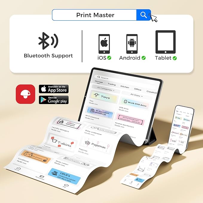 Label Maker, Label Maker Machine with Tape, Portable Bluetooth Label Printer with Little Space, Mini D10 Label Machine with Multiple Personalized Templates for Family School