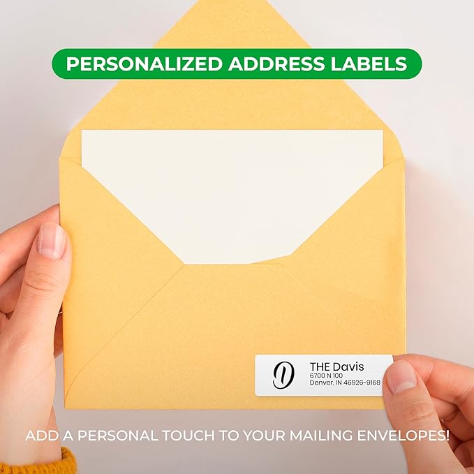 EGD Custom Return Address Labels Personalized for Envelopes | Personalized Stickers with Name & Monogram | Mailing Address Labels for Folders, Office, or Small Business | 50-1000 qty | 2.5 x 0.75 Inch