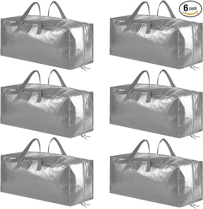 SpaceAid Heavy Duty Moving Bags, Extra Large Storage Totes W/Backpack Straps Strong Handles & Zippers, Alternative to Moving Boxes, Packing & Moving Supplies, Gley (6 Pack)