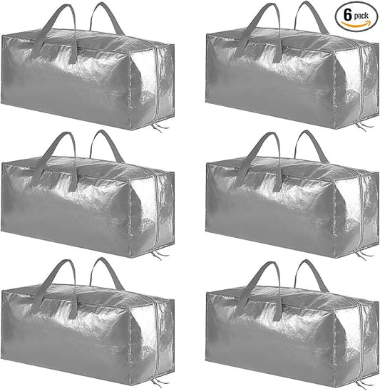 SpaceAid Heavy Duty Moving Bags, Extra Large Storage Totes W/Backpack Straps Strong Handles & Zippers, Alternative to Moving Boxes, Packing & Moving Supplies, Gley (6 Pack)