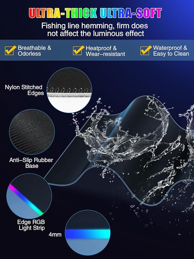 Mouse Pad with Foldable Phone Holder & Wireless Charger, XXL RGB Gaming Mousepad 31.5"x15.8" Large Desk Mat for Keyboard, Black Desk Pad with Dual Qi Charging Station | 11 Colors 5 Modes | Waterproof