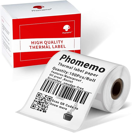 Phomemo 2.36" x 3.14" Multipurpose Labels, Premium Adhesive Mailing Address Label Compatible with M220 M200 Thermal Printer for Logo Design, QR Code, Name Tag, Inventory, 100Pcs