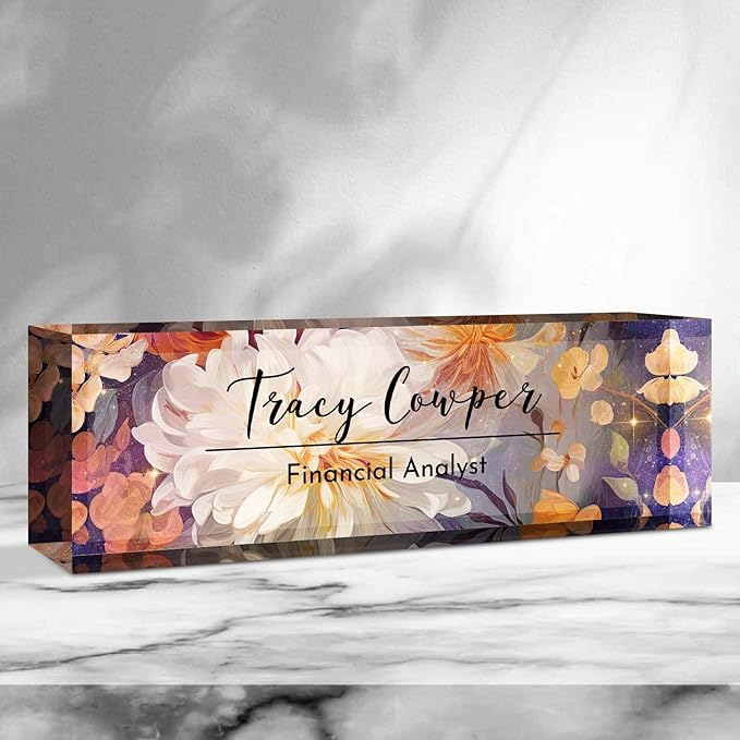 Desk Name Plate Personalized, Custom Name Plate for Desk, Acrylic Desktop Accessories, Office Gift & Decor for Women Men, Teacher Nurse Boss Employee Appreciation Gifts