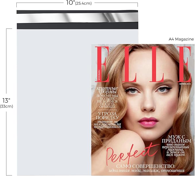 Fuxury 1000 Pack 10x13" Poly Mailers Bulk,Heavy Duty Shipping Bags for Clothes,Strong Adhesive Self Seal Poly Mailing Envelopes for Postage Return Books Business(White)