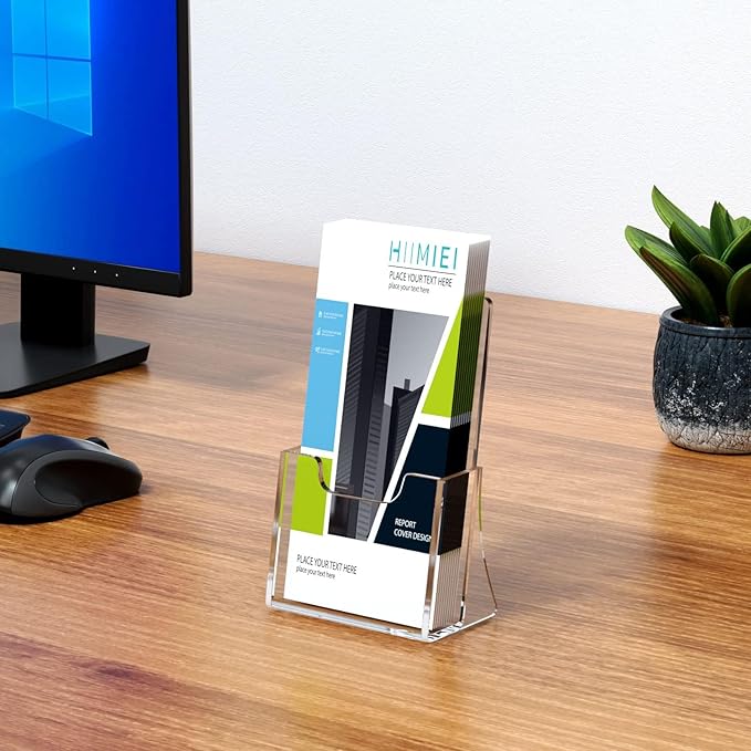HIIMIEI 2 Pack 4 inch Wide Acrylic Brochure Holders for Pamphlets, Cards, Brochures, Magazines, Literature, Pamphlets Display Stand for Countertop
