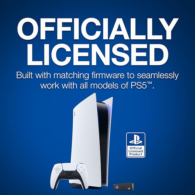 Seagate Game Drive PS5 NVMe SSD for PS5 2TB Internal Solid State Drive - PCIe Gen4 NVMe 1.4, Officially Licensed, Up to 7300MB/s with Heatsink (ZP2000GP3A1001)