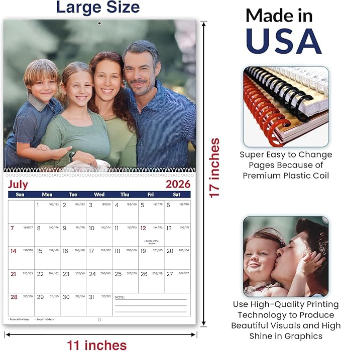 Custom Calendar 2026 for Home & Office - Print Your 13 Memories,Make Your Own Personalized Calendar Customized Christmas Gift &use your photo (Cover 5（11"×17"）, 10 Packs)