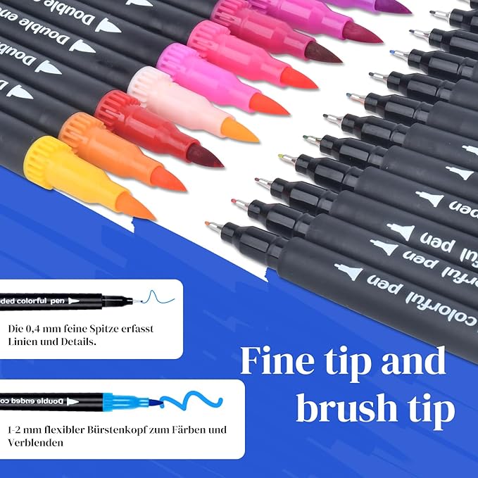 120 Colored Art Brush Markers Pens for Adult, Fine Point Art Marker, Double Tip Colored Pen, Coloring Book Markers for Adult, Hand Lettering, Drawing