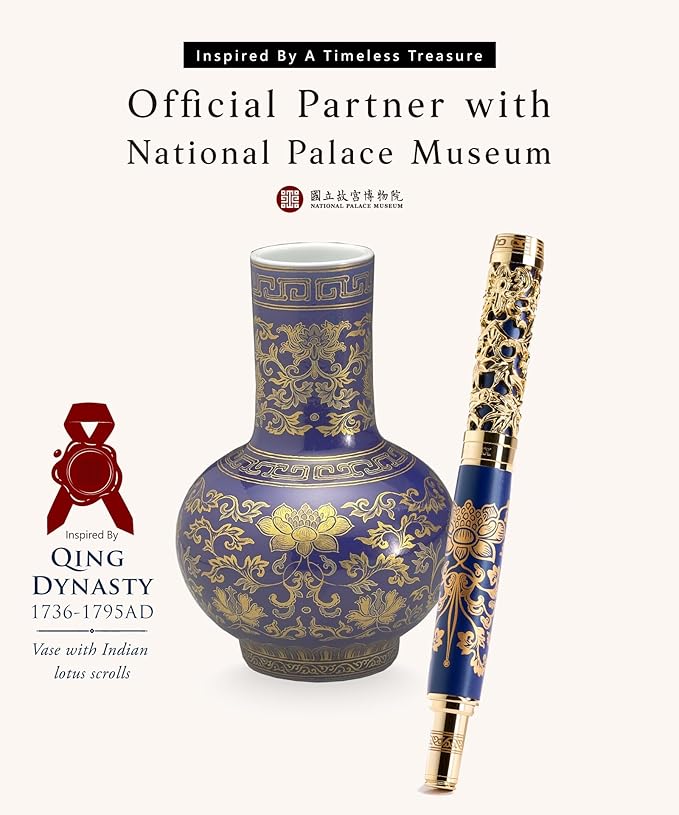 Executive Rollerball Pen Sets With Stand - Museum Art Collections - Crafting Timeless Beauty - Luxury Pen Gift & Office Desk Decor, German SCHMIDT refill, Solid Metal & Marble Texture