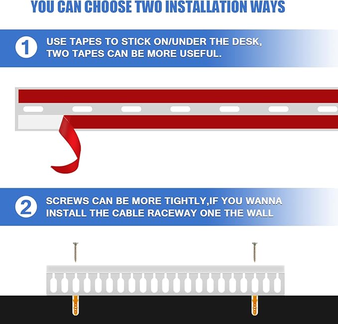Cable Duct Management Raceway Kit, 62.8" (4 x 15.7) Server Rack Cable Management, Cable Management for Hide Network HDMI VGA Cable, Open Slot Cable Track Desk Wire Channel, Cable Raceway White 4 Pack