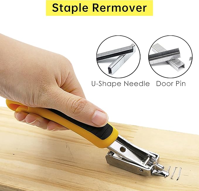 Upholstery Staple Remover Tack Puller Nail Remover Tools Set W End Cutting Pliers, Staple Puller, Tack Lifter, Fastener Remover, for Furniture Floor Wall Car Photo Frame, 4 in 1 Kit