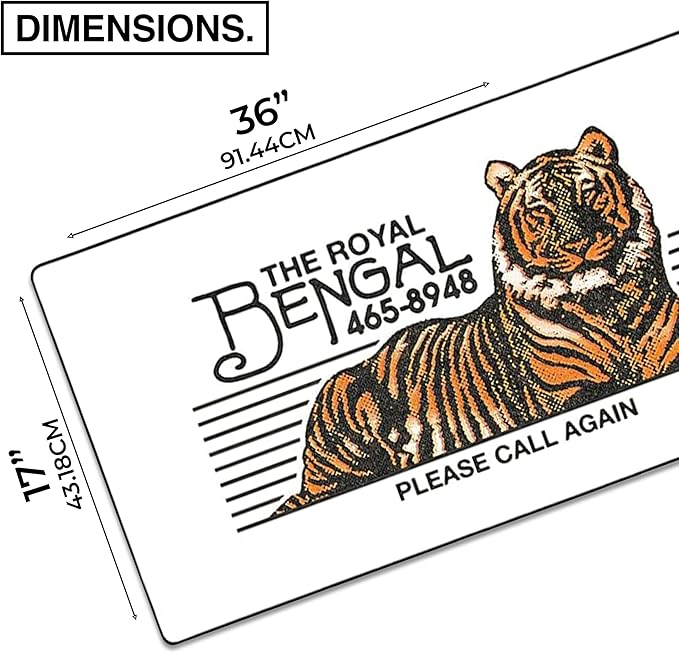 MPCO. OZGMX Large Gaming Desk Pad - 36" x 17" Aeroglyde Fabric Royal Bengal Original Desk Mats - Non-Slip, Washable, Smooth Glide for Precision Gaming & Work