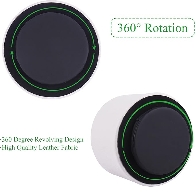 Hennaja Round Leather Art Supply Organizer,Remote Control Holder,360 Degree Spinning,Multi-Functional Pencil Holder,4 Compartments Desktop Stationary Organizer(1-Lichee White)