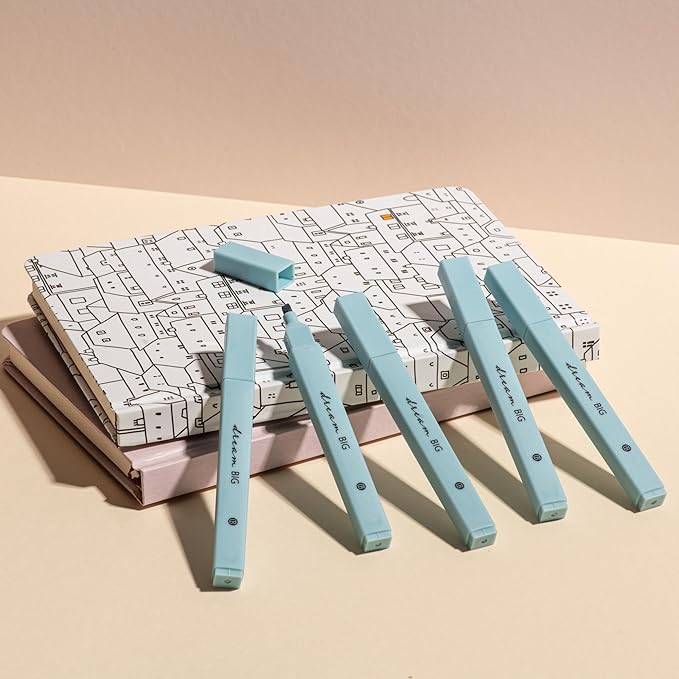 DIVERSEBEE Bible Highlighters with Soft Chisel Tip, 5 Pack Single Color Pens No Bleed, Quick Dry, Cute Aesthetic Markers for Bible Study Journaling Supplies (Blue)