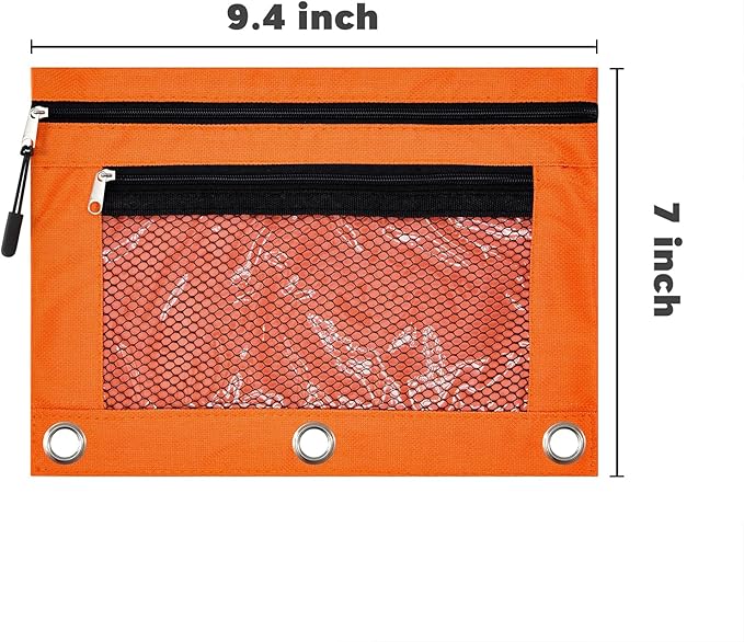 DoDoMagxanadu 3 Ring Pencil Pouch, Binder Pencil Pouch with Zipper and Mesh Window,8pack 8colors