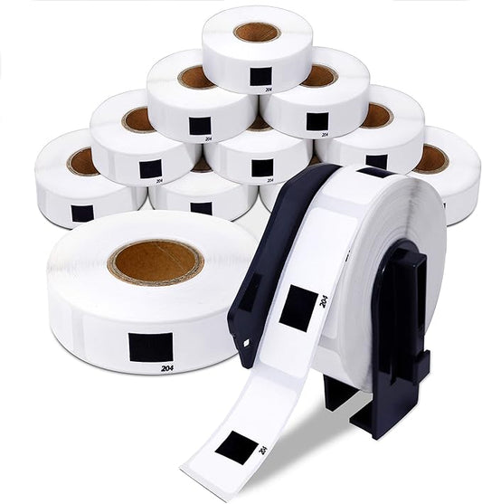 Aegis Adhesives - Compatible Label Replacement for Brother DK-1204 (0.66" X 2.1”) Multipurpose Return Address, Use with QL Printers - 12 Rolls + 1 Frame