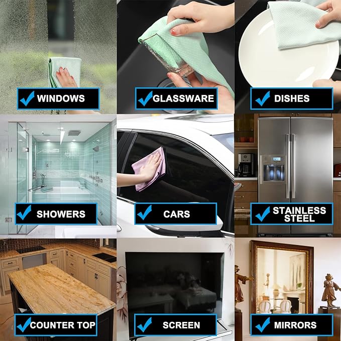 Streak Free Miracle Cleaning Cloths Easy Clean Nanoscale,Fish Scale Microfiber Window Mirror Glass Car Stainless Steel Cleaning,Lint Free Dish cloth Wine Glass Polishing Towel,Reusable,Pack 6,Pink