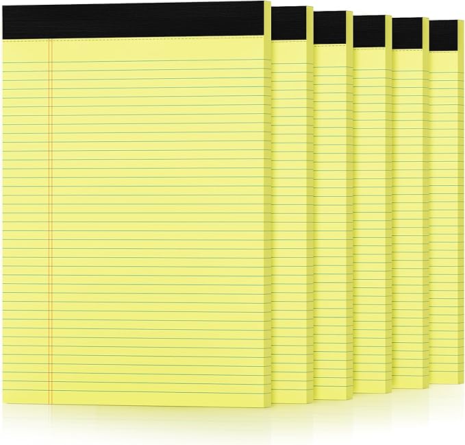 6 Pack Yellow Legal Pads 8.5 x 11 College Ruled Lined Writing Note Pads 8.5 x 11 Narrow Ruled Yellow Paper Pads 8.5 x 11 Legal Pad 8.5 x 11 Pads of Paper 30 Sheets Writing Pad Legal Notepads 8.5 x 11