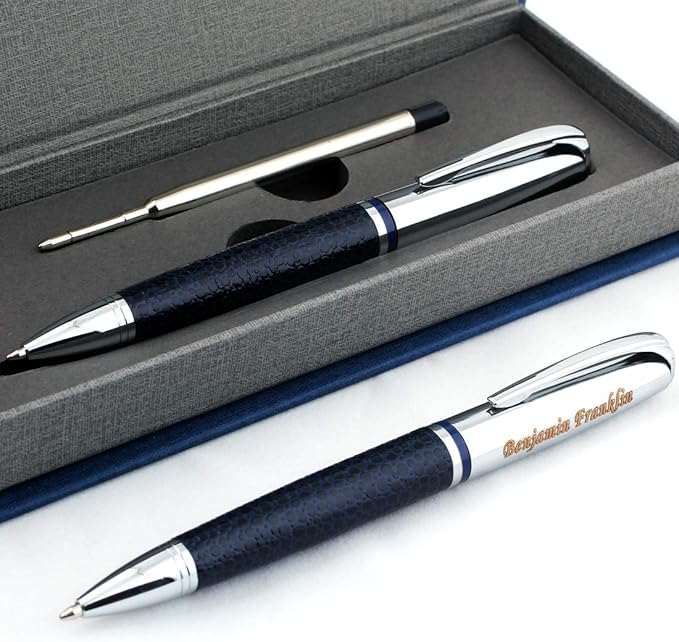 Free Engraving - Personalized Roller Ballpen, Ballpoint pen, Ball pen, Refillable Pens, Retractable Medium Refill Pen Black Ink, Custom Gifts for Men, Women, Classy Gift Box