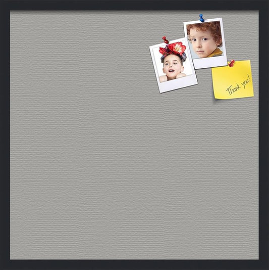 PinPix 24x24 Inch Cork Bulletin Board. This Decorative Framed Pin Board Comes with Dark Stone Design and a Satin Black Frame. Ideal for Home Office Decor or Message Board (PinPix-1808)